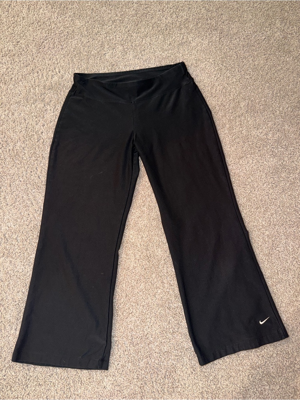 Nike Black Wide-Leg Sweatpants with White Swoosh
